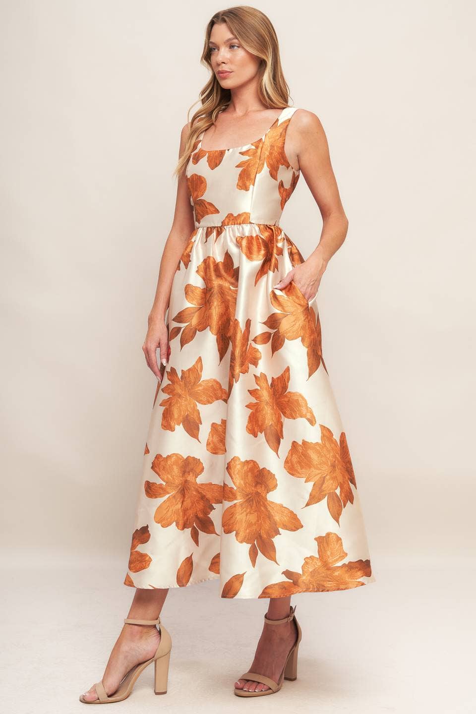 A printed woven midi dress - ID22668