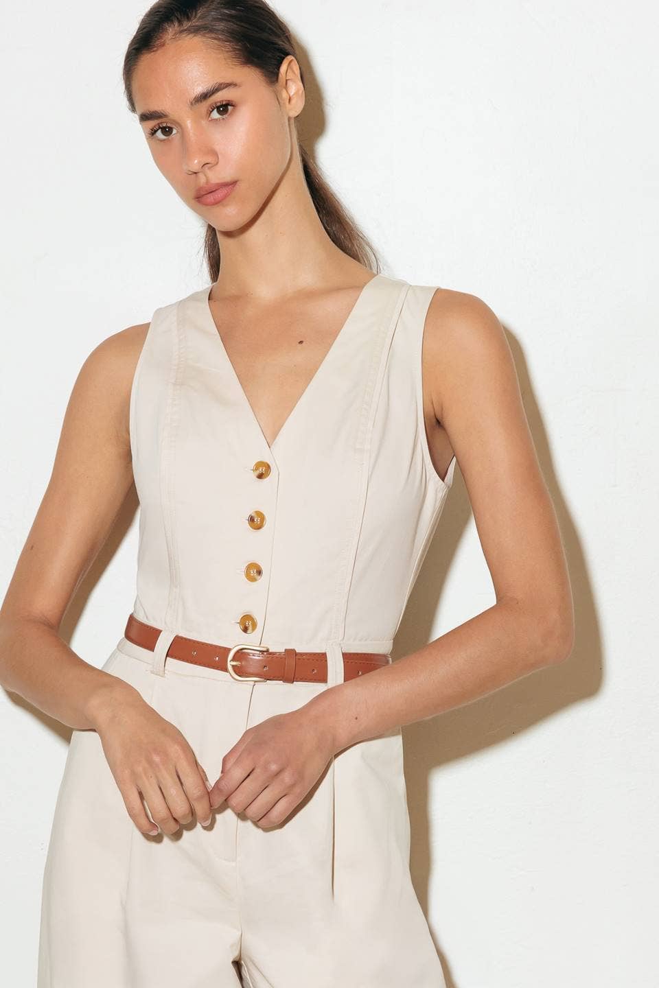 A solid woven jumpsuit - FP1597