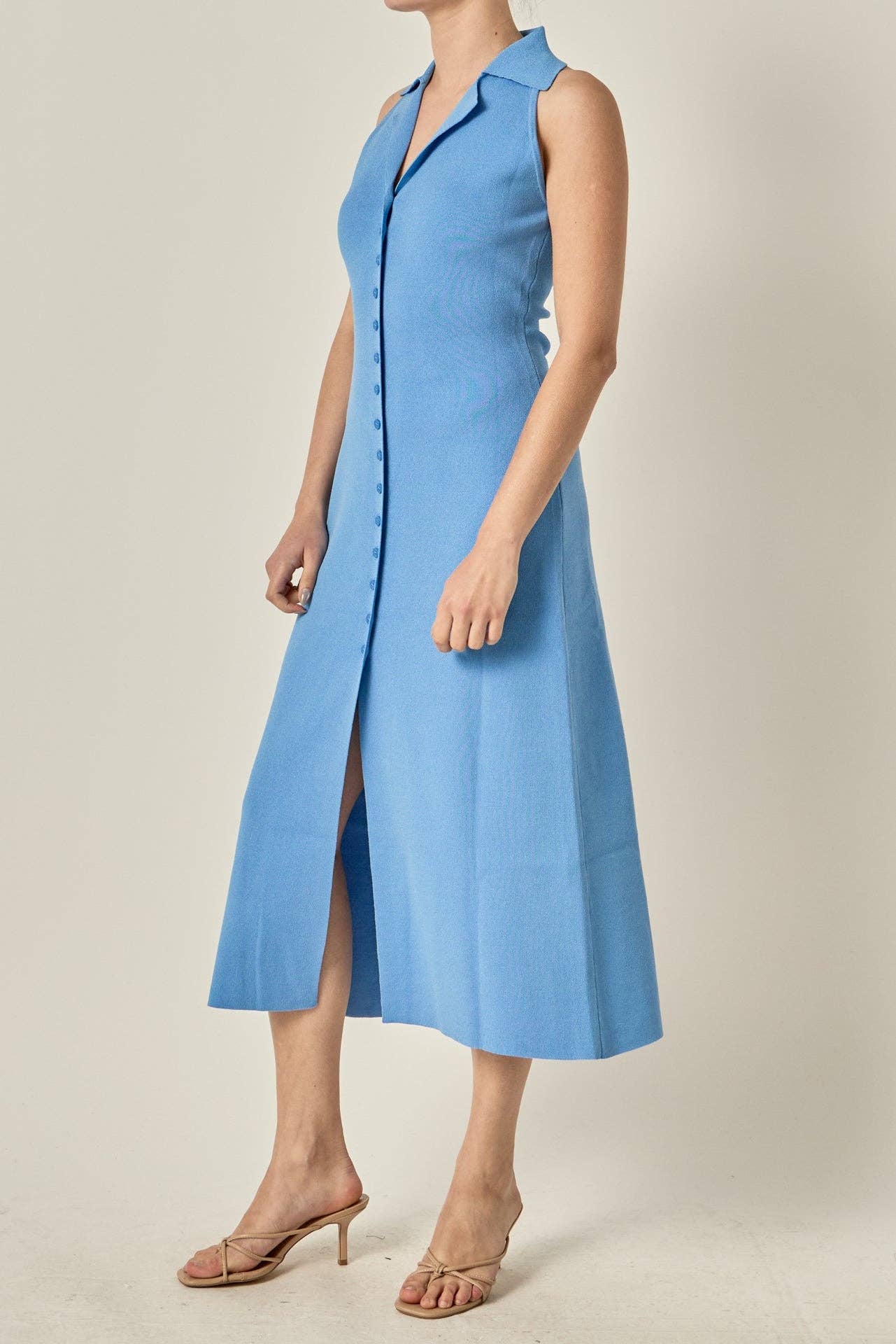 Knit Collared Midi Dress