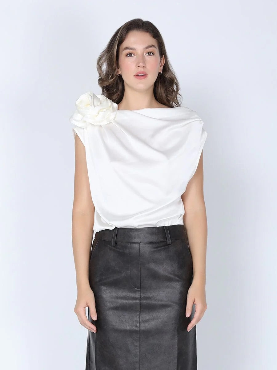 Silk flower white top