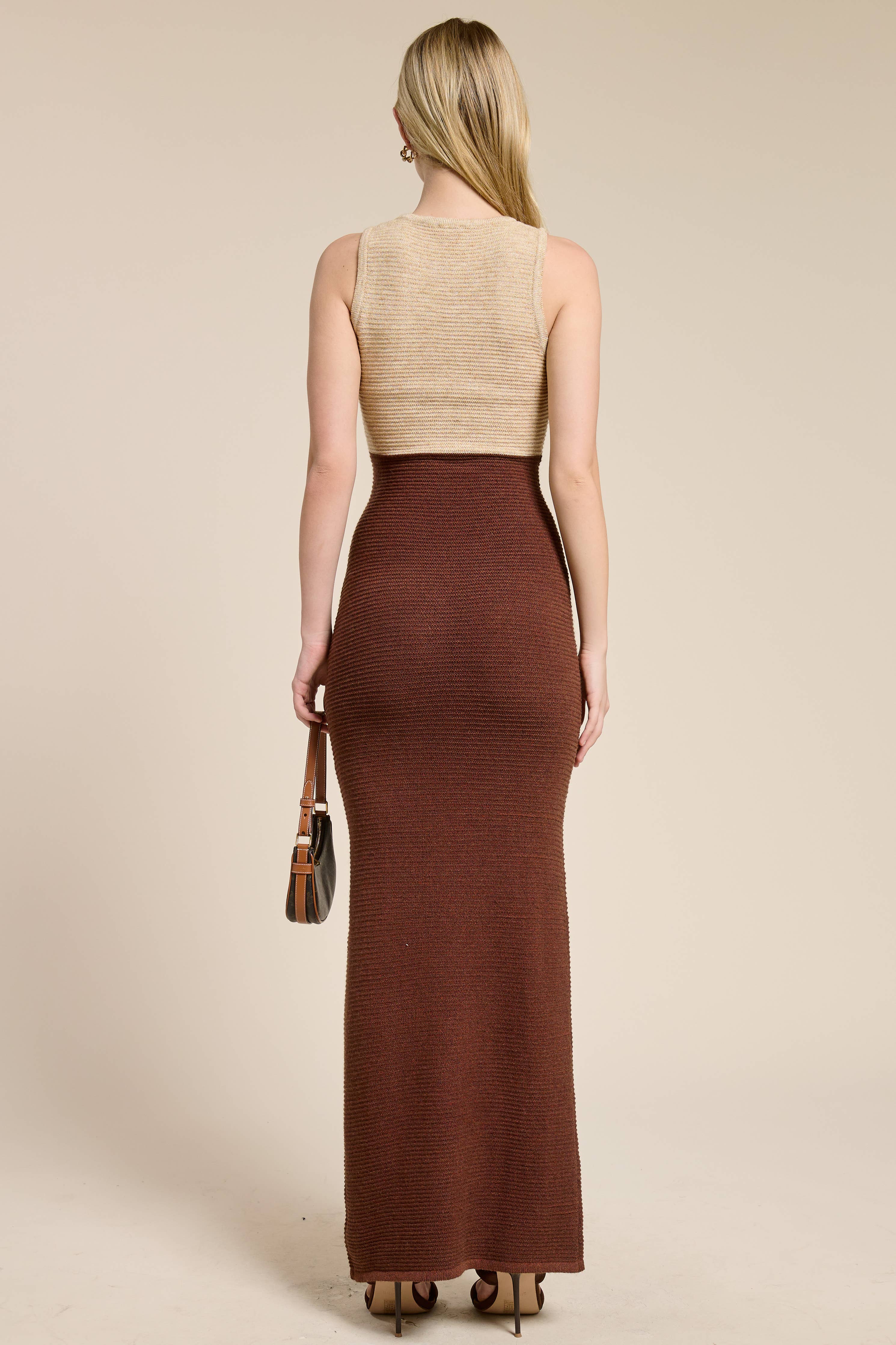 Ribbed Knit Colorblock Maxi Dress