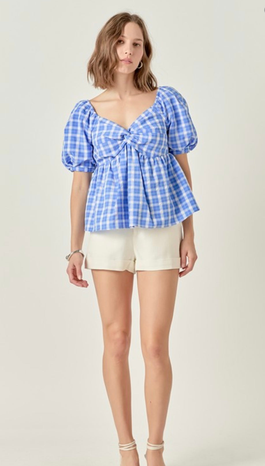 Gingham Blue Top