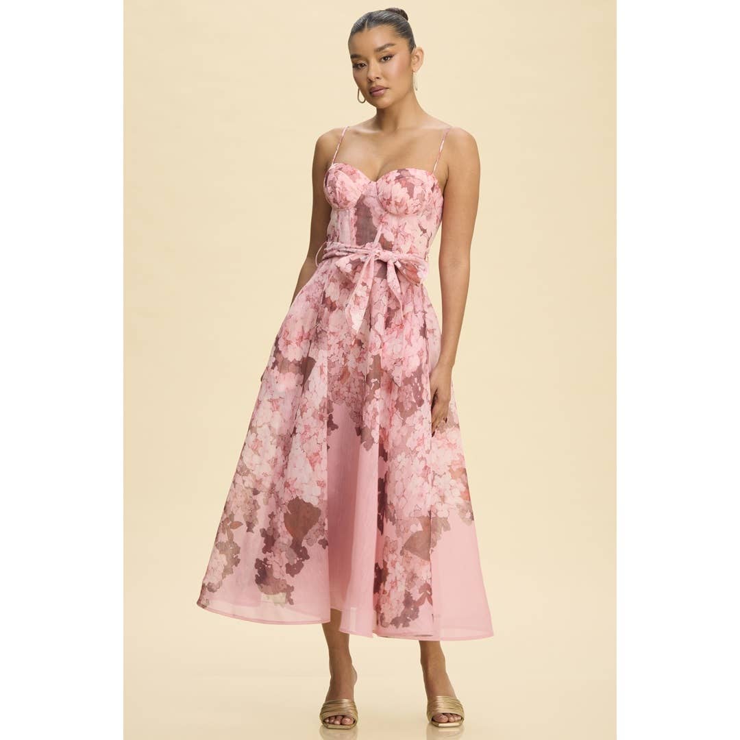 FALL FLORALS MIDI BELTED DRESS
