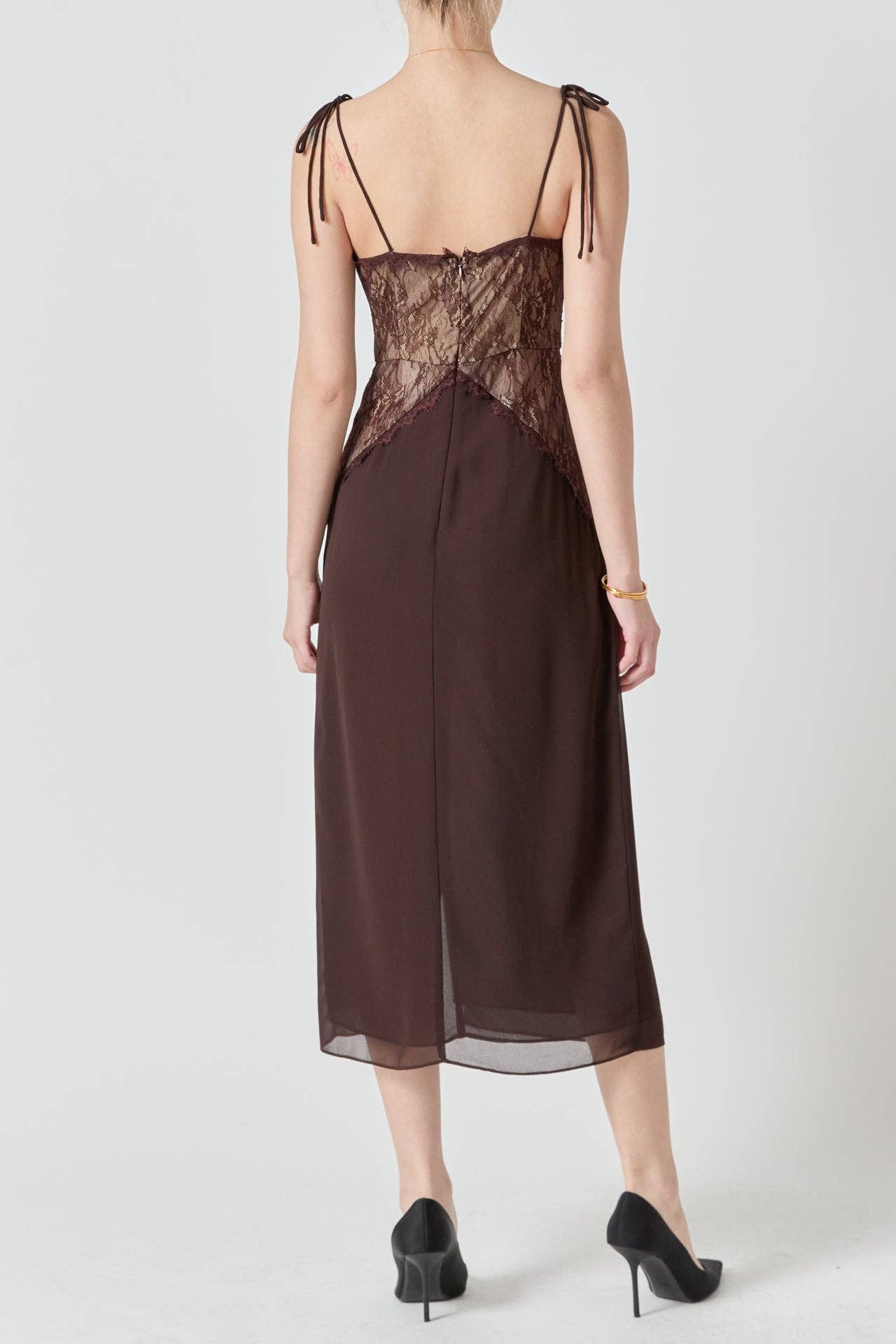Lace See Through Midi Dress