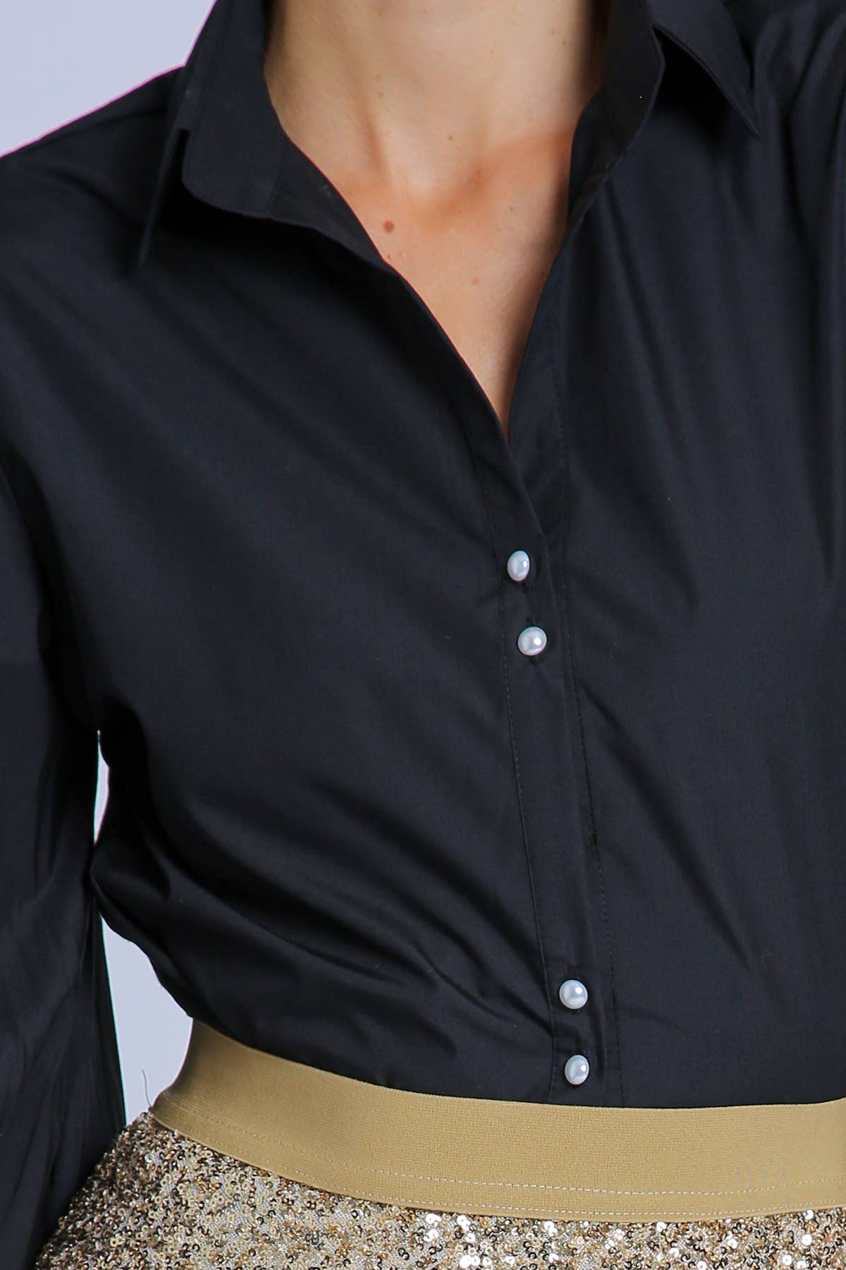 V-Neck Cut Collar Puff Blouse PC2530