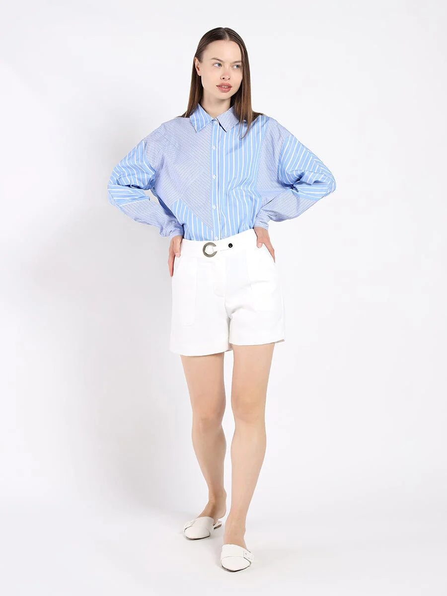 Oversize Blue Stripes Top