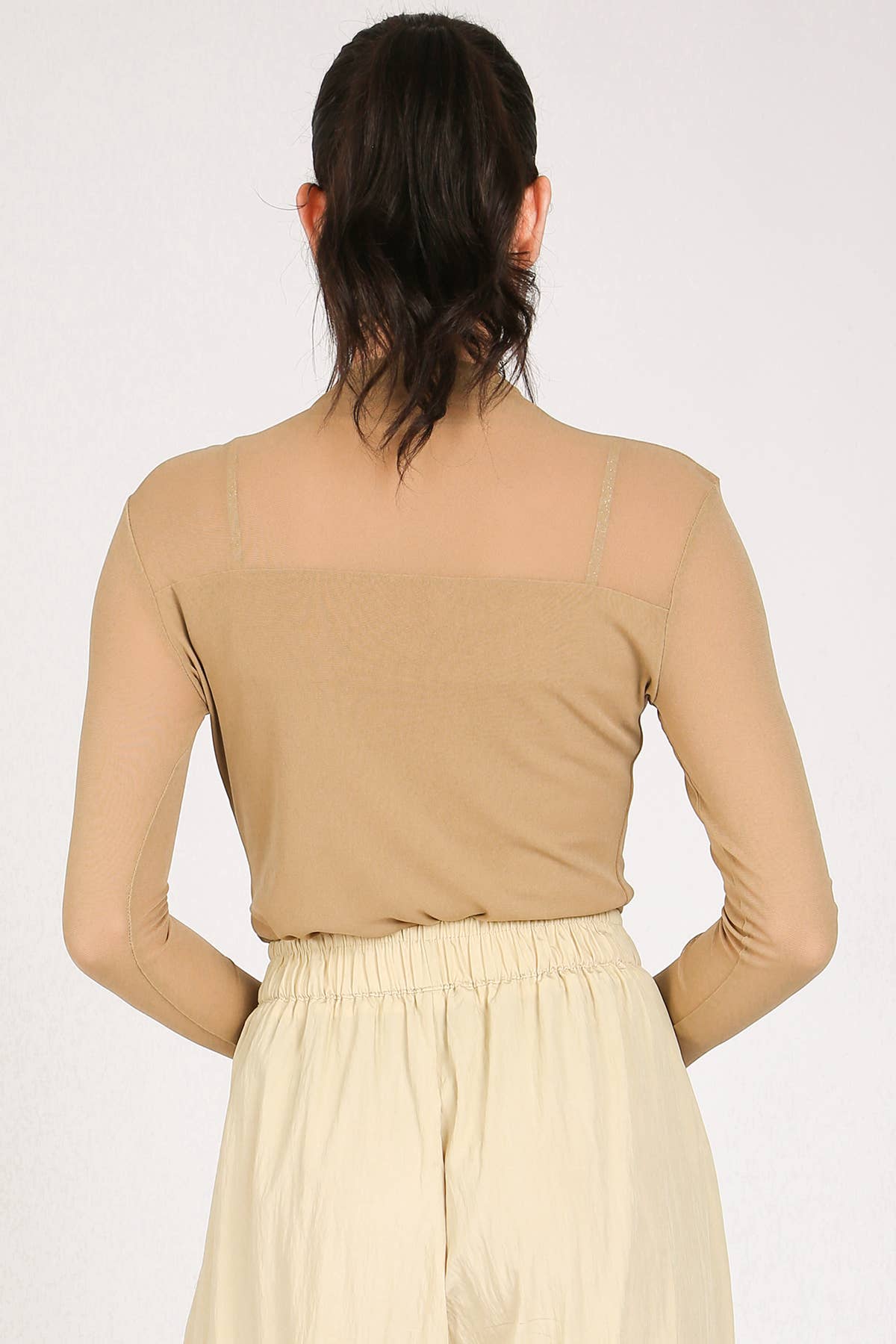 Sheer Turtleneck Top with Bust Lining PE2076