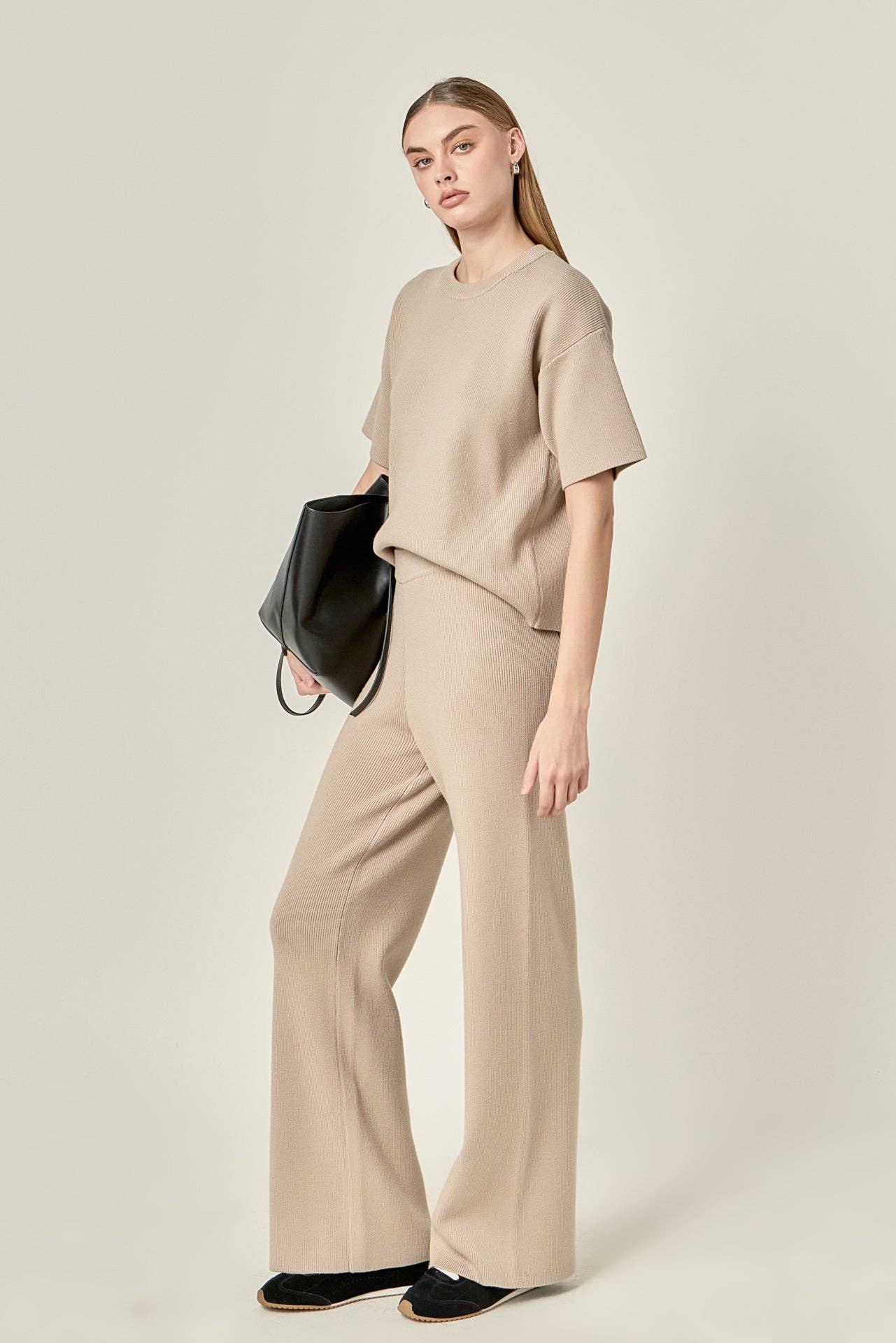 Collar Knit Half Sleeves Top