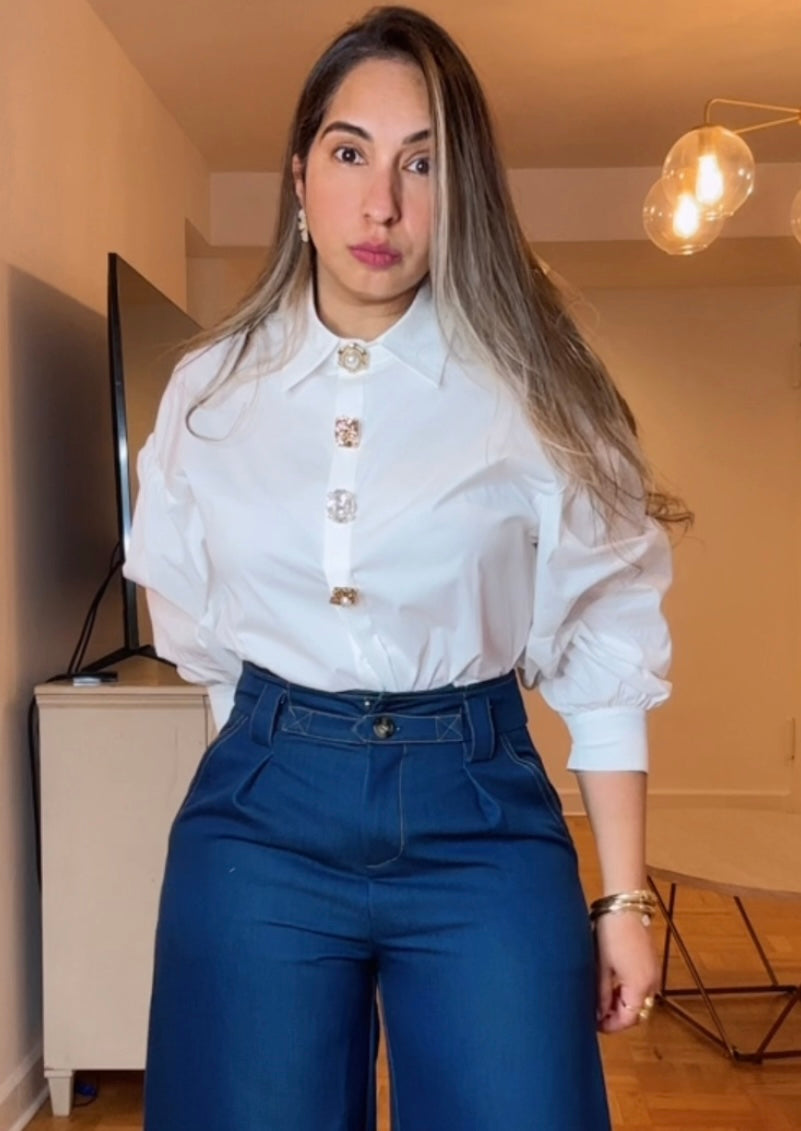 Pearl gold buttons Top