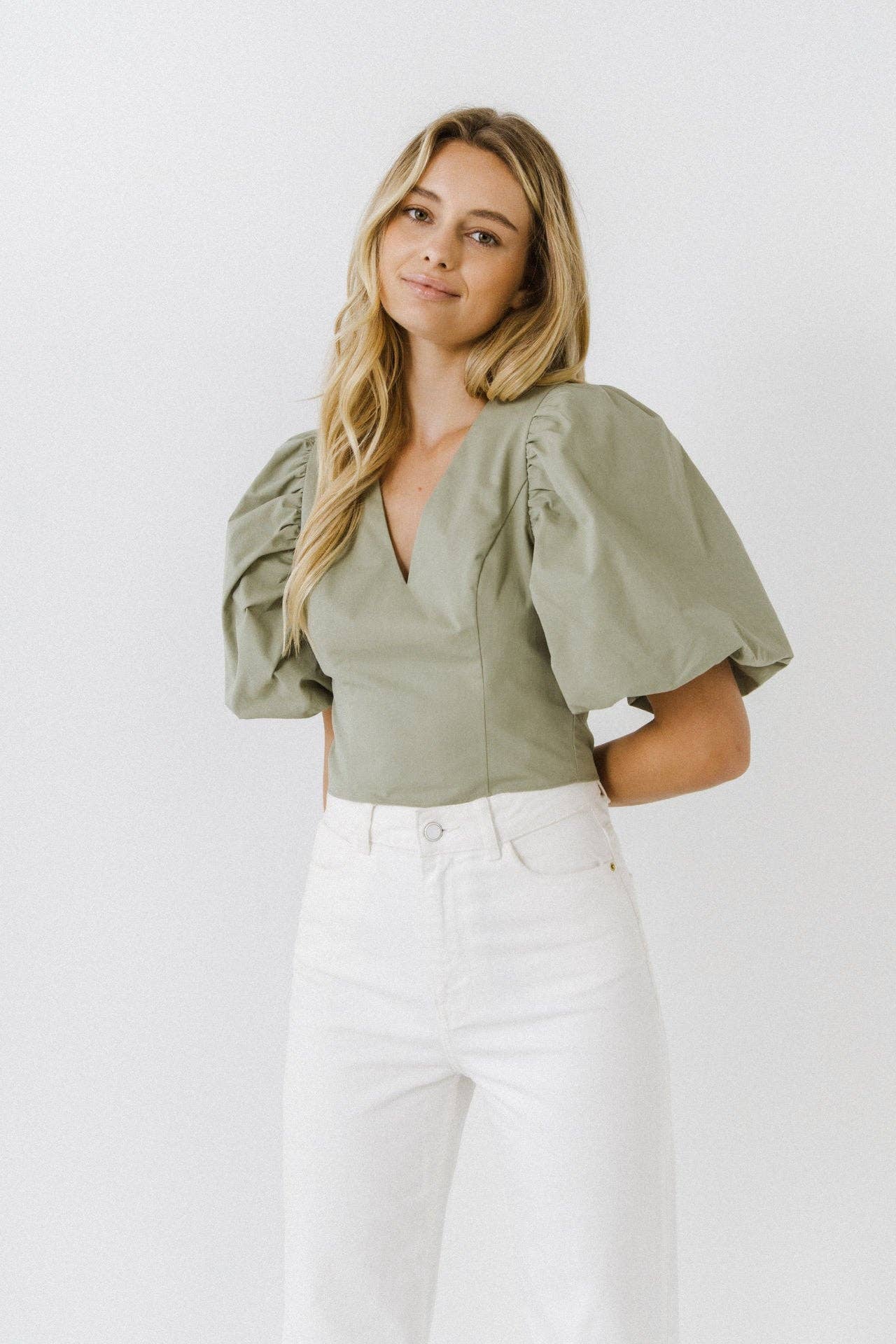 Puff Sleeve Crop Top