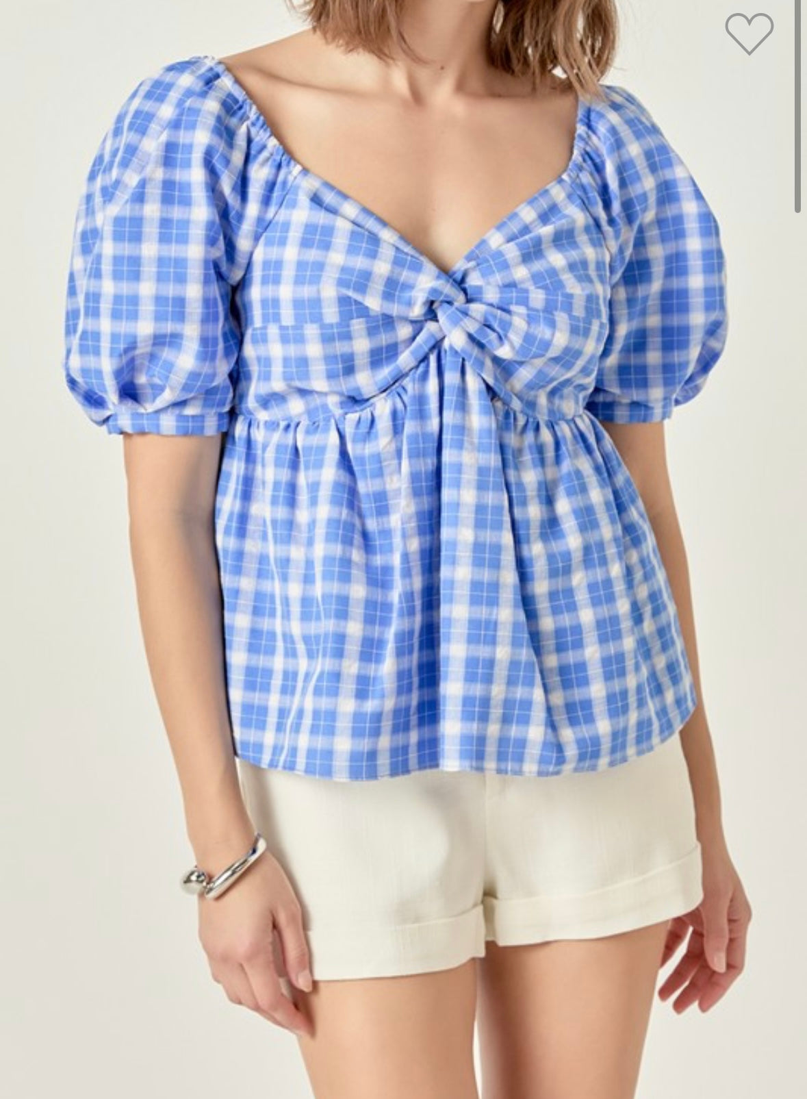 Gingham Blue Top