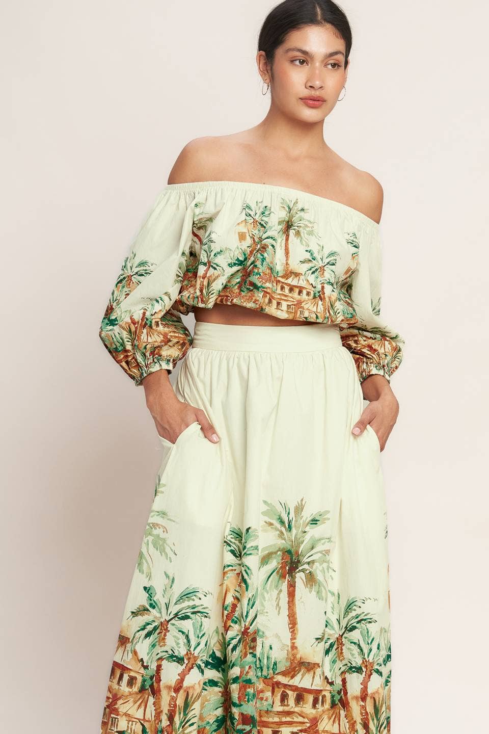 A printed woven midi full skirt - IK7745T