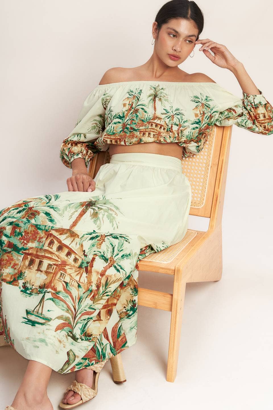 A printed woven midi full skirt - IK7745T