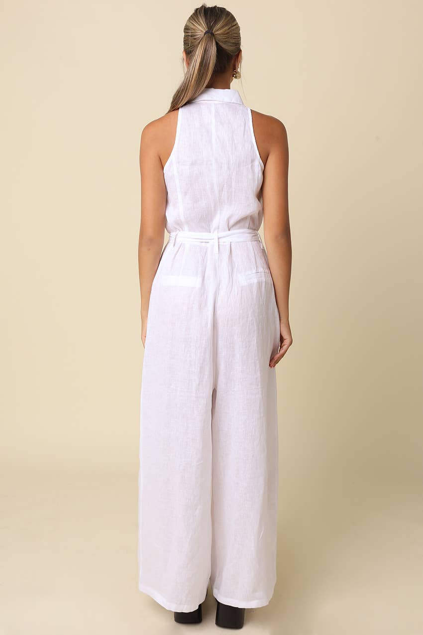 Eve Utility Belted Linen Jumpsuit