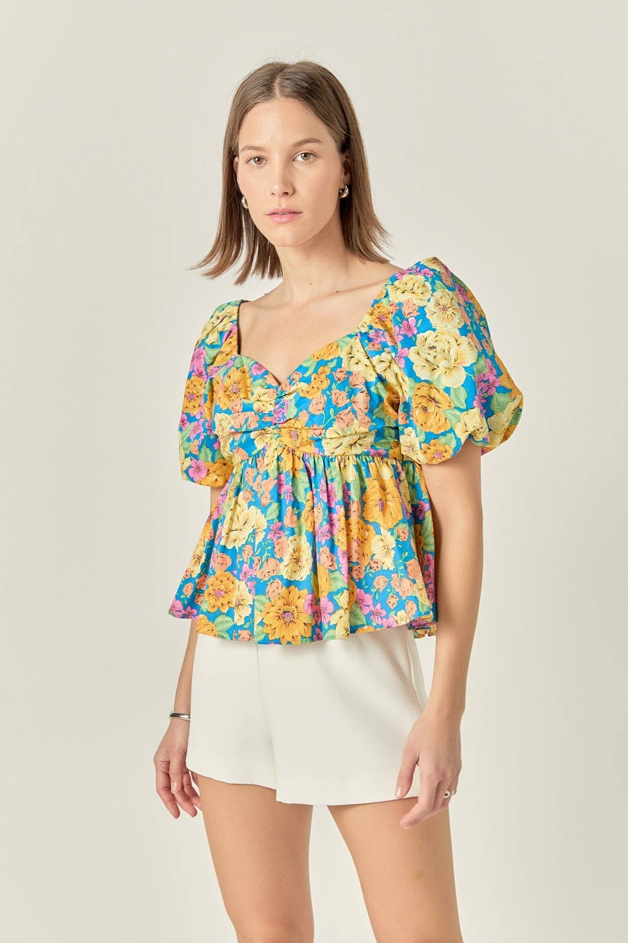 Floral Puff Sleeve Top