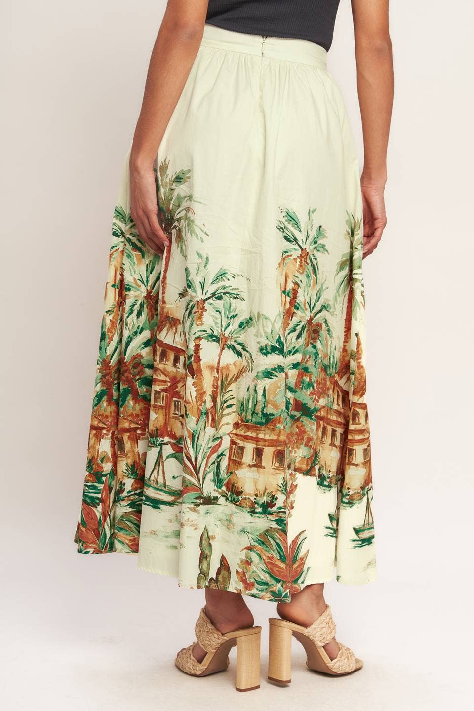 A printed woven midi full skirt - IK7745T