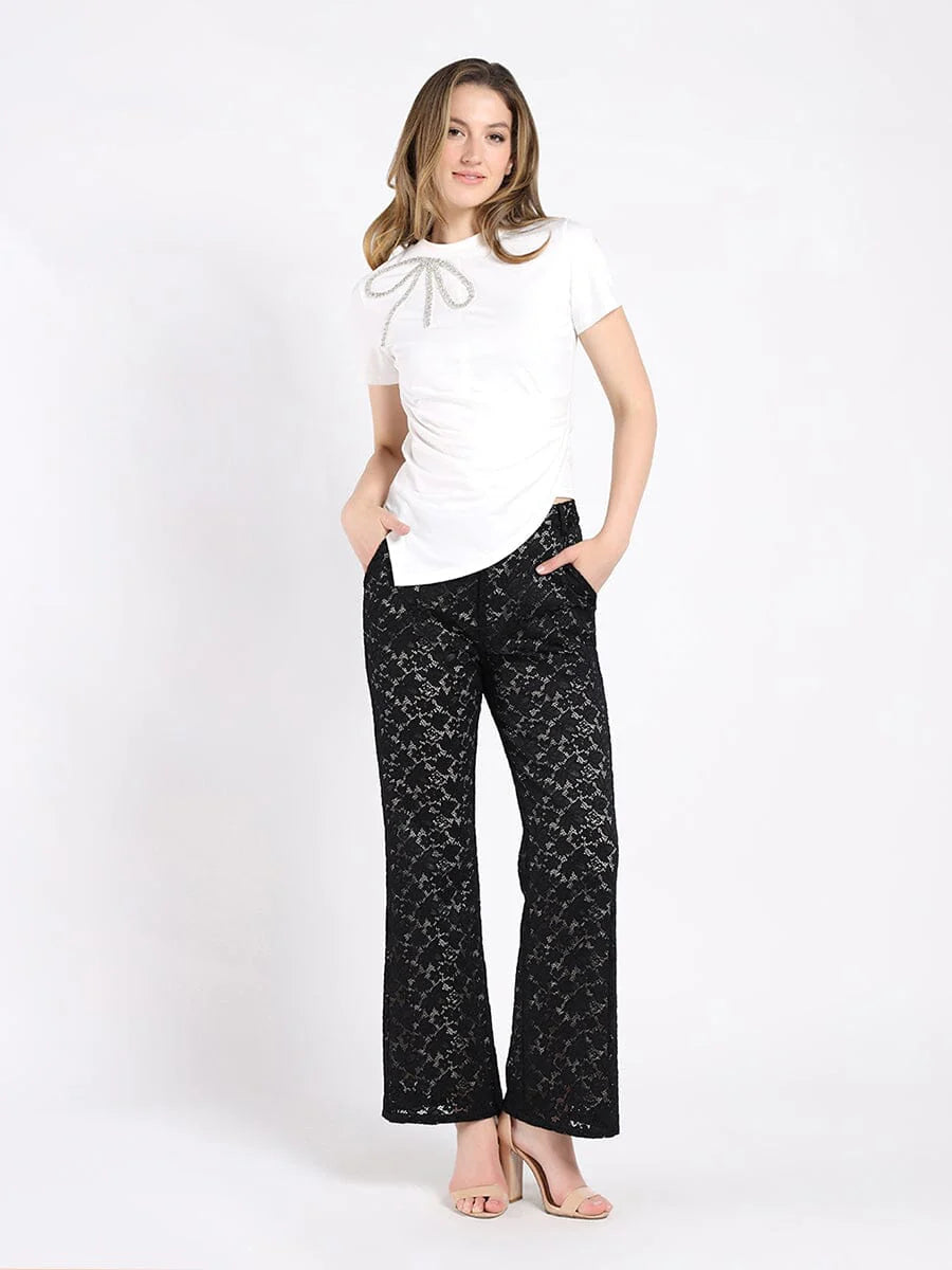 White Sparkly Bow Top