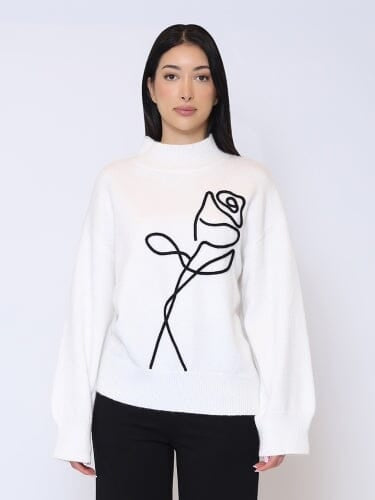 Flower white sweater