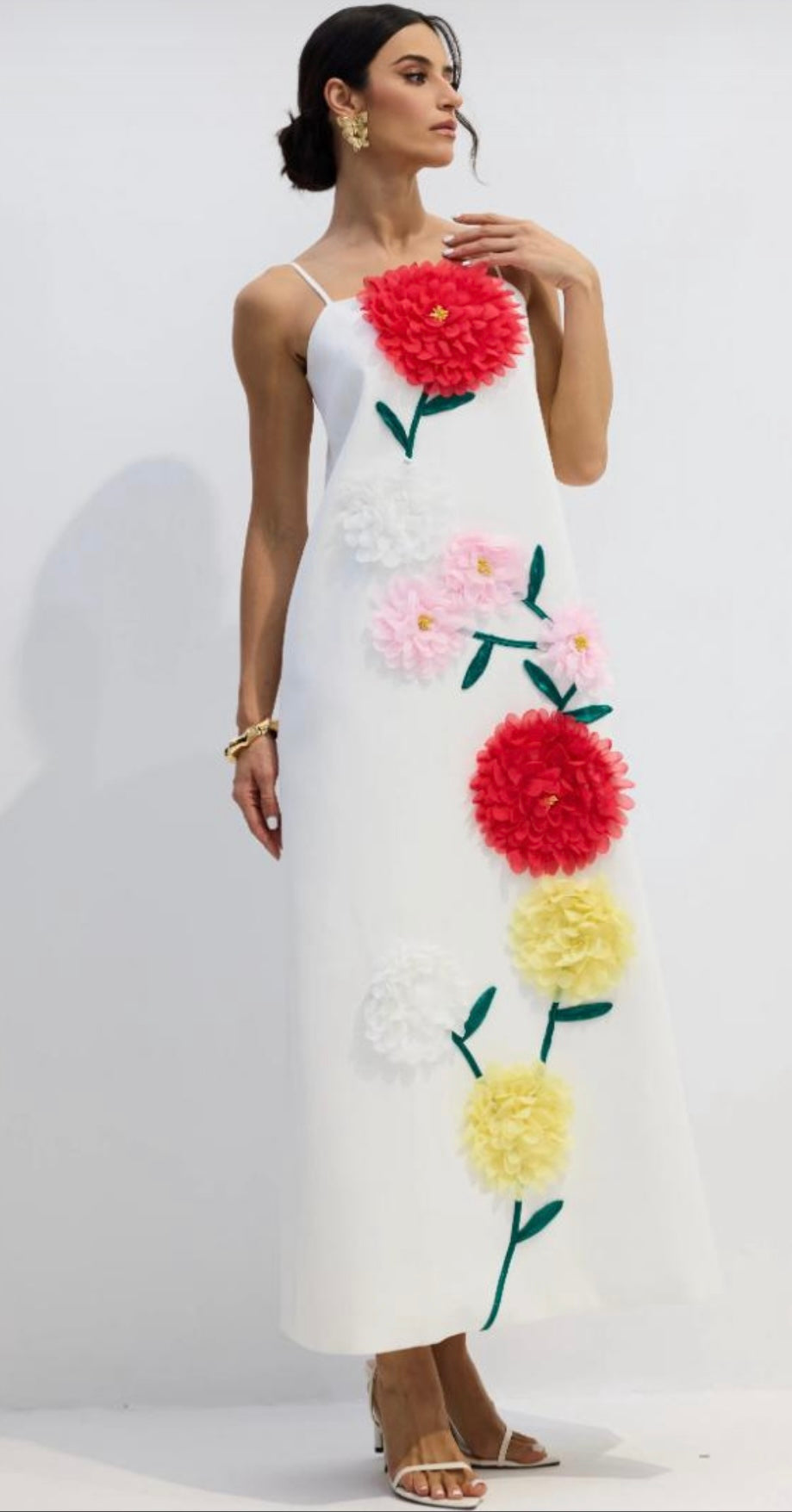 Big Flower White Dress