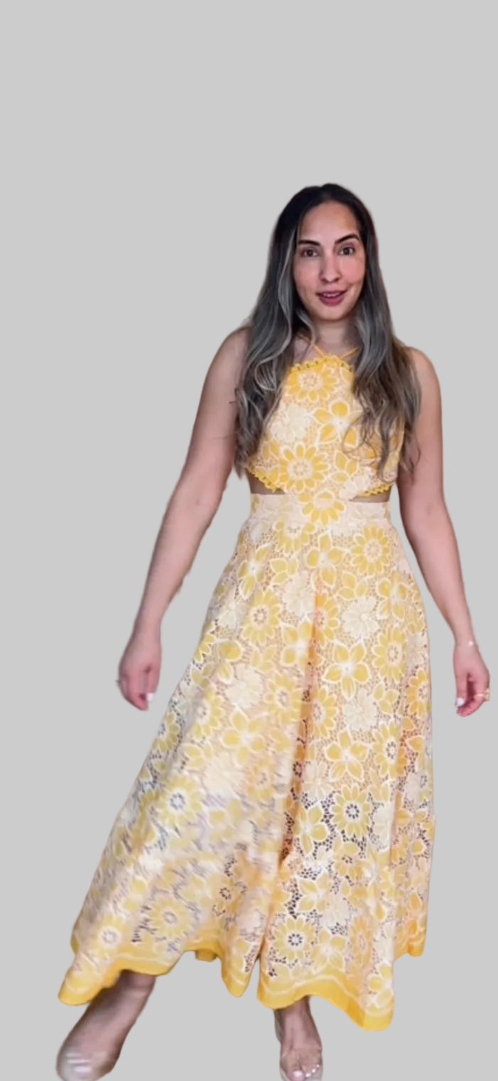 Embroidery Orange Dress