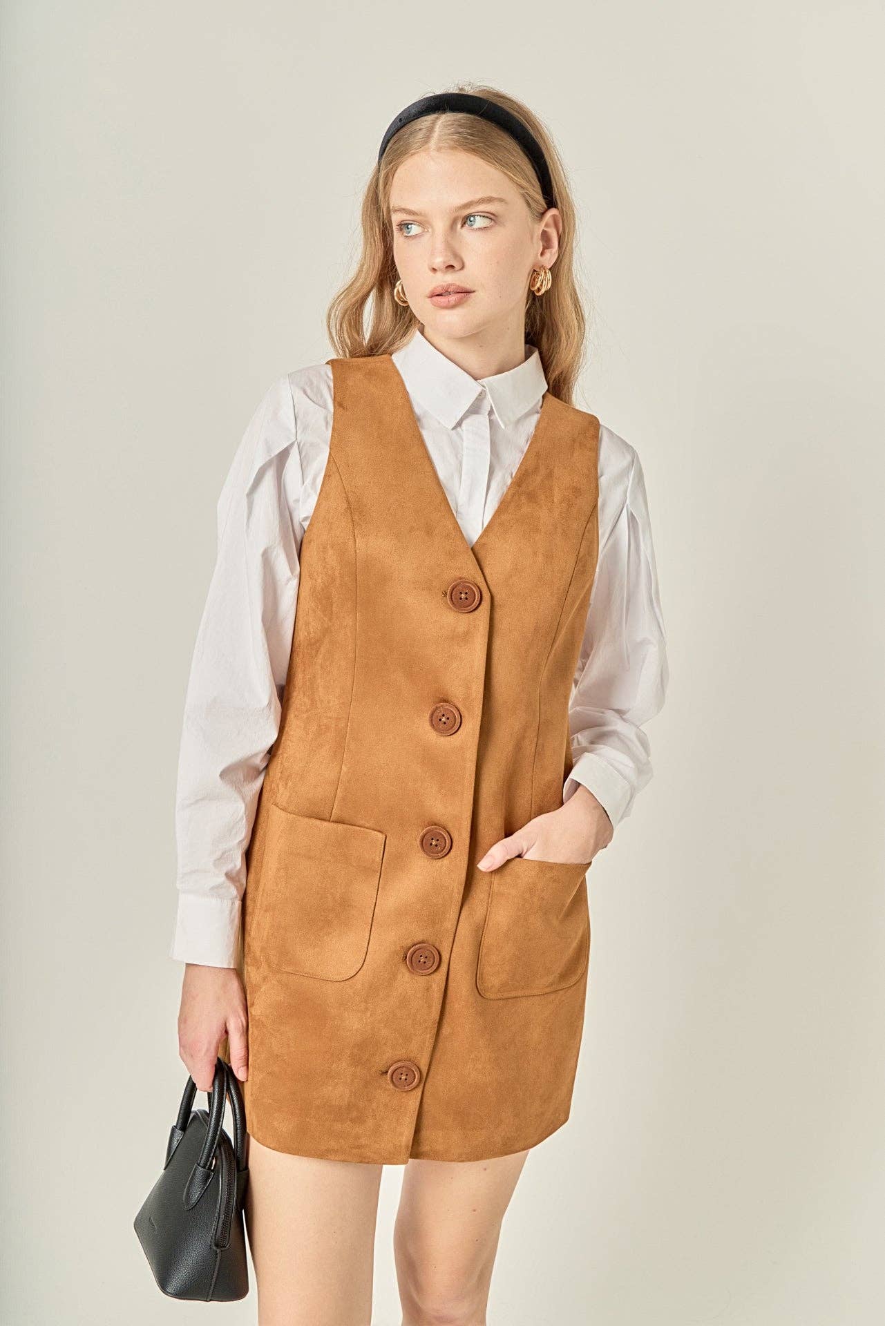 Faux Suede Vest Dress