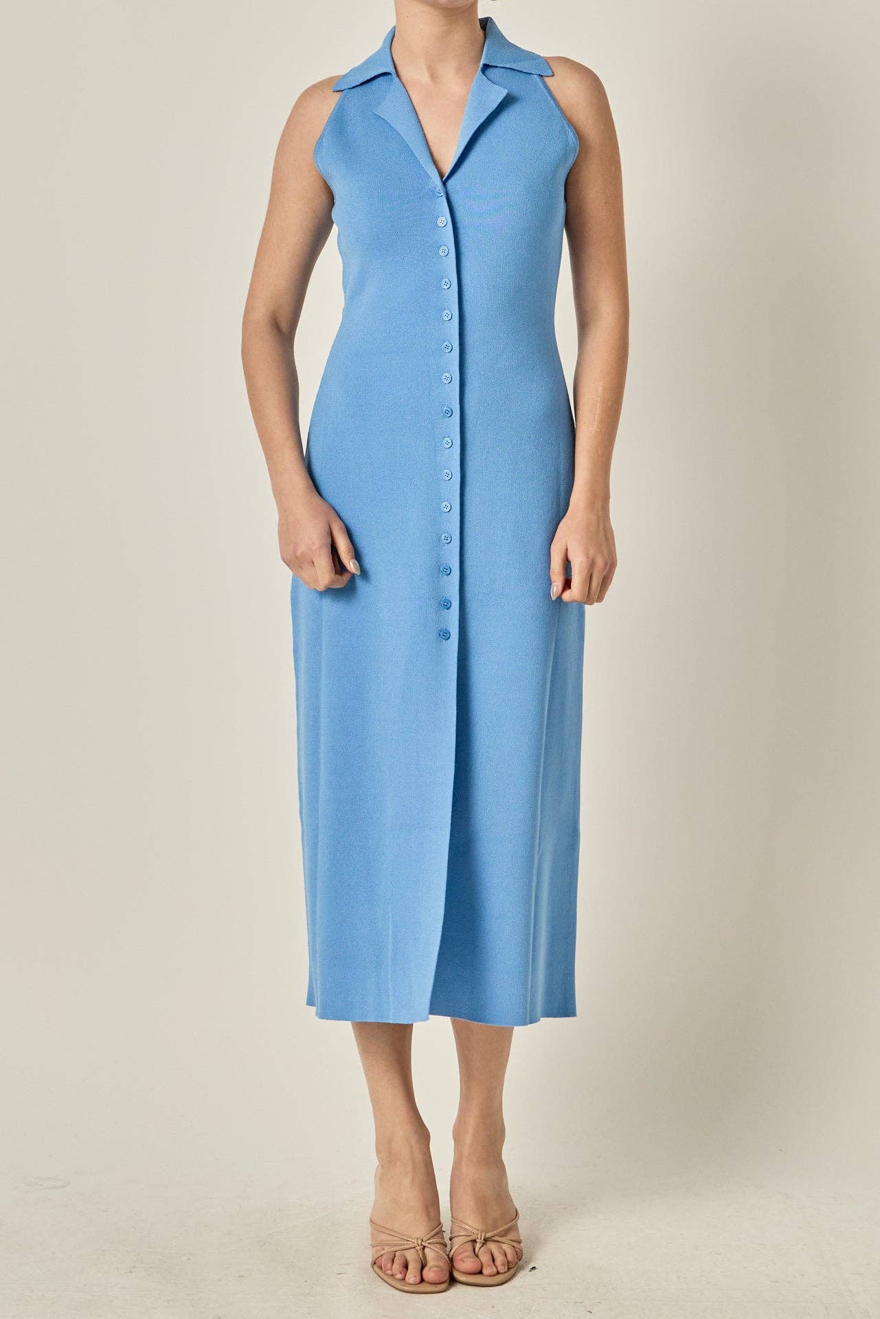 Knit Collared Midi Dress