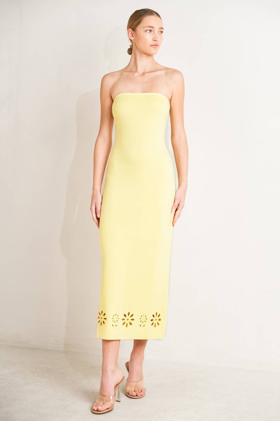 A solid sweater knit dress - FSW1407 YELLOW