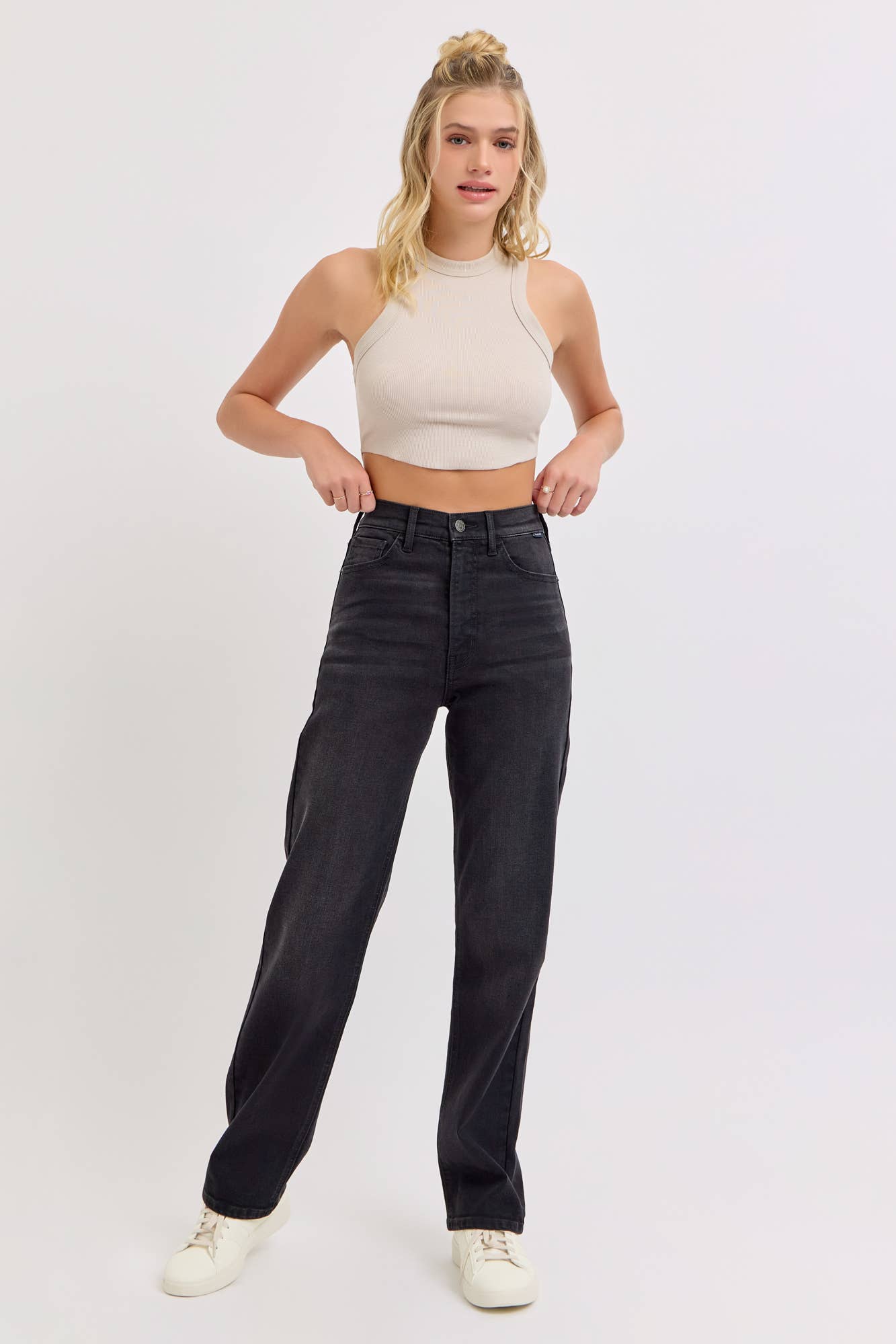 AM19472RS-BLK Super High Rise Dad Jean