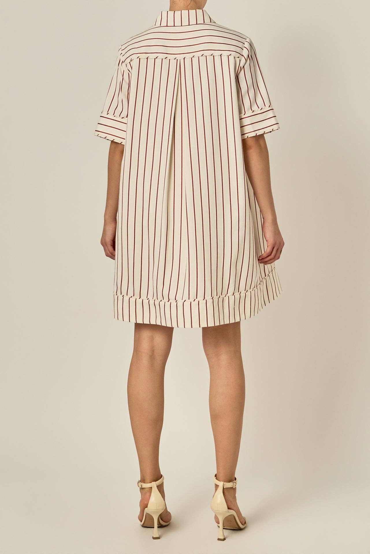Stripe A-Line Short Sleeve Shirt Dress