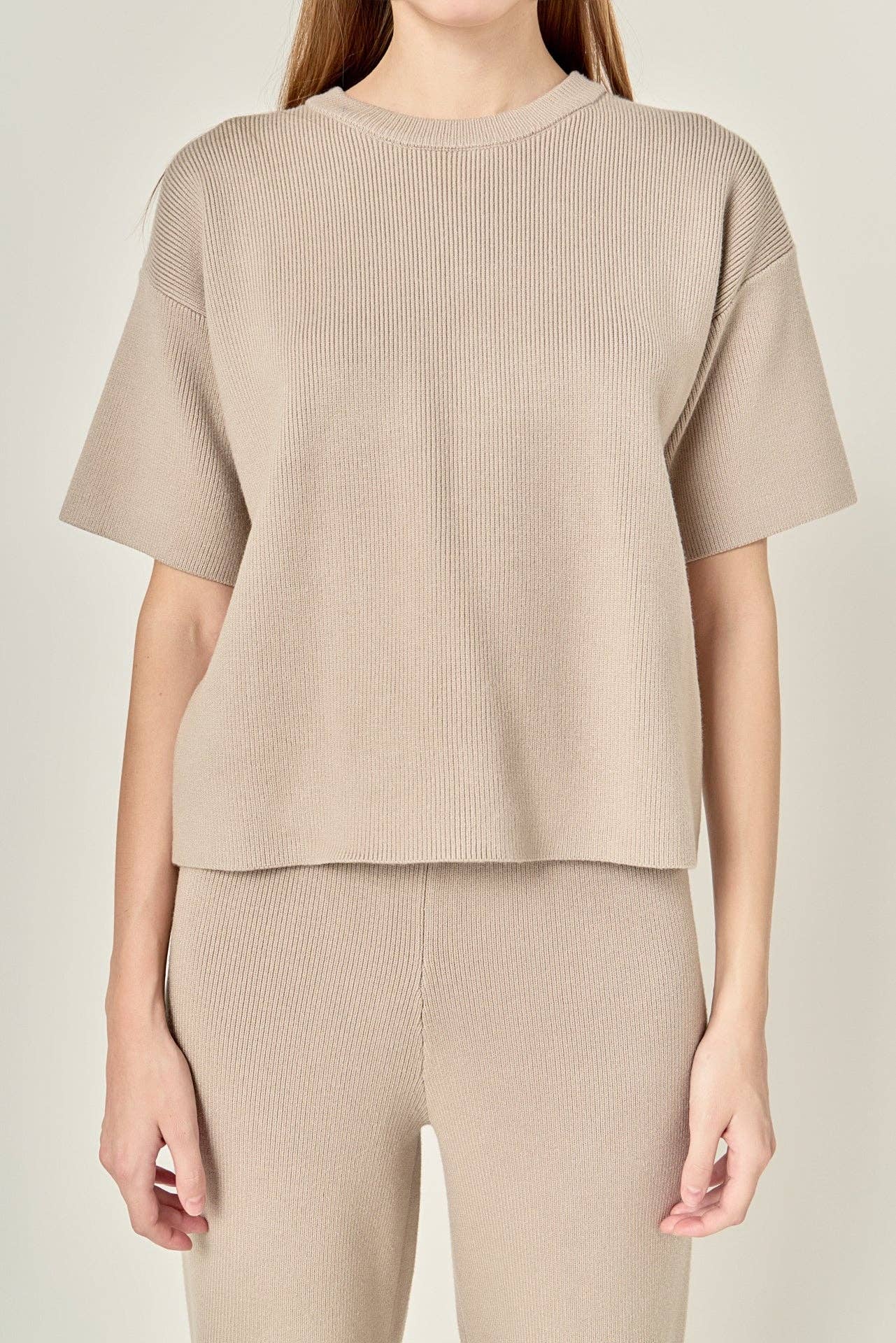 Collar Knit Half Sleeves Top