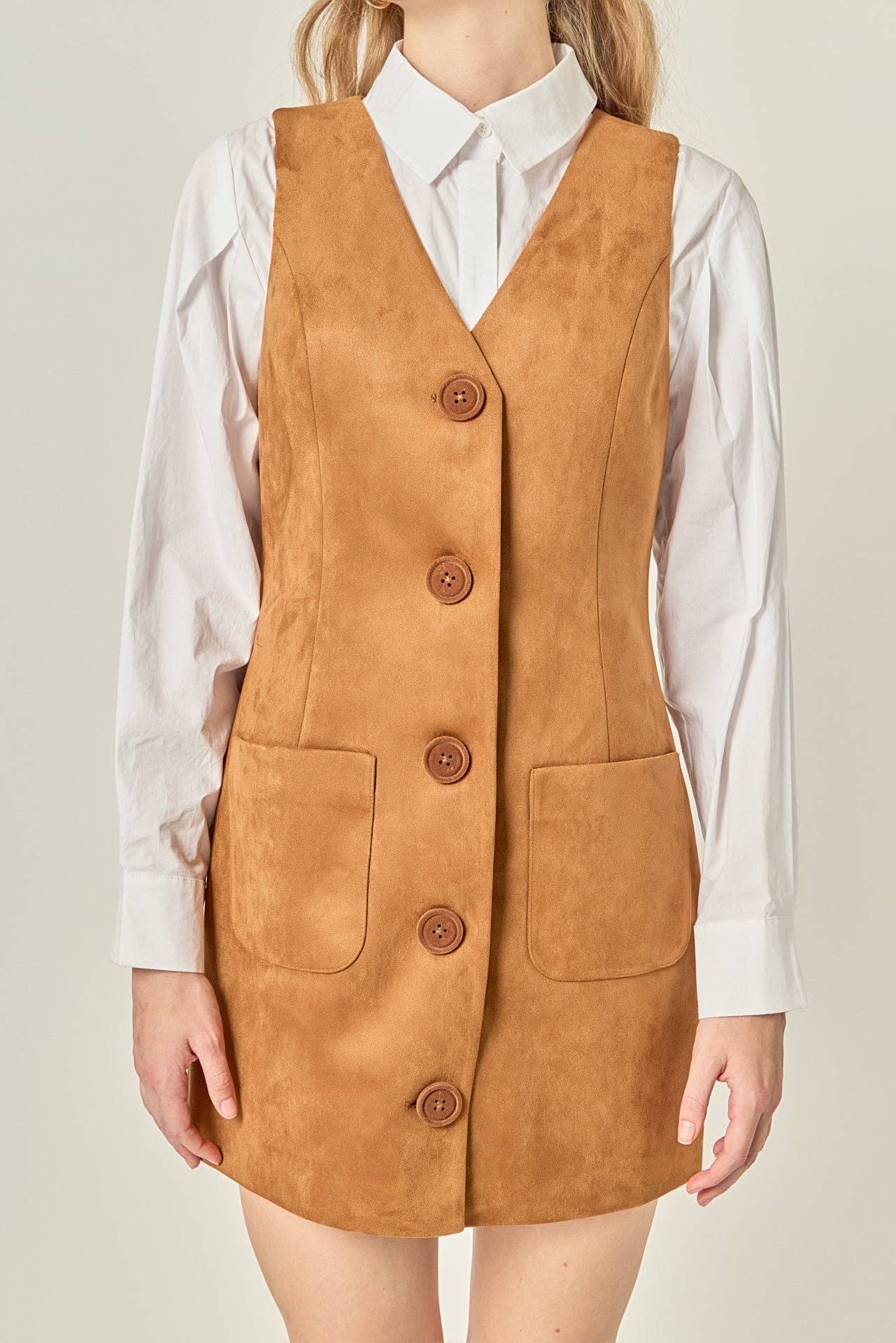 Faux Suede Vest Dress