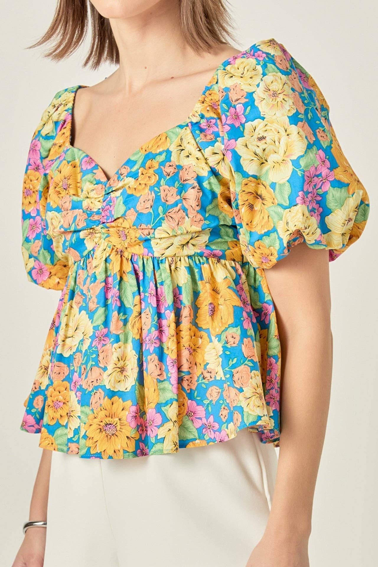 Floral Puff Sleeve Top