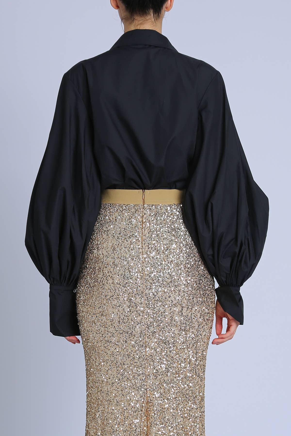 V-Neck Cut Collar Puff Blouse PC2530