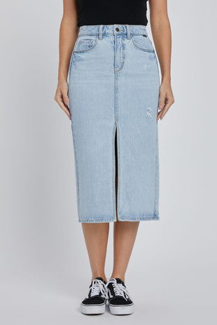 Falda denim con lavado claro