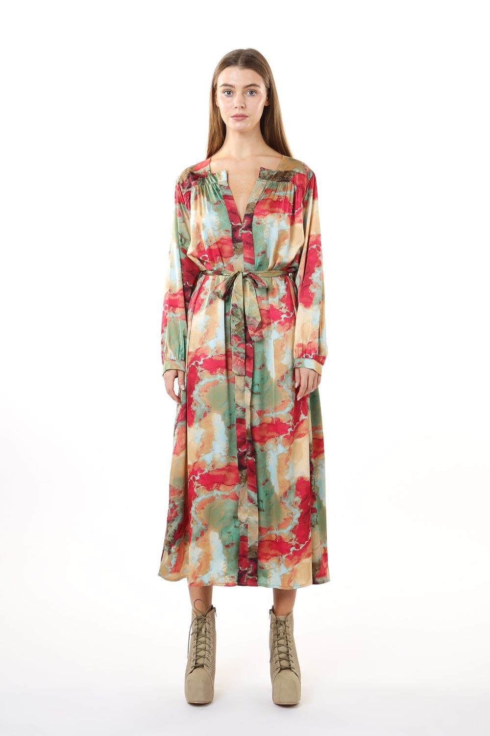 Vestido floreciente fucsia