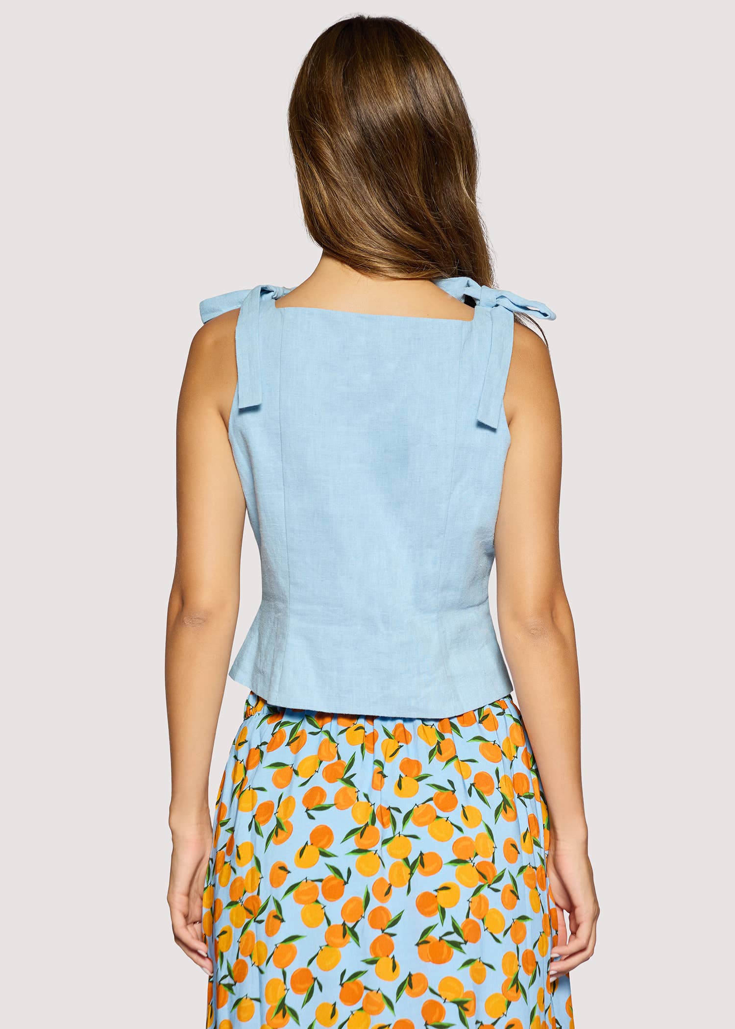 Costal Voyage Sleeveless Top - Solid Light Blue Shoulder Tie