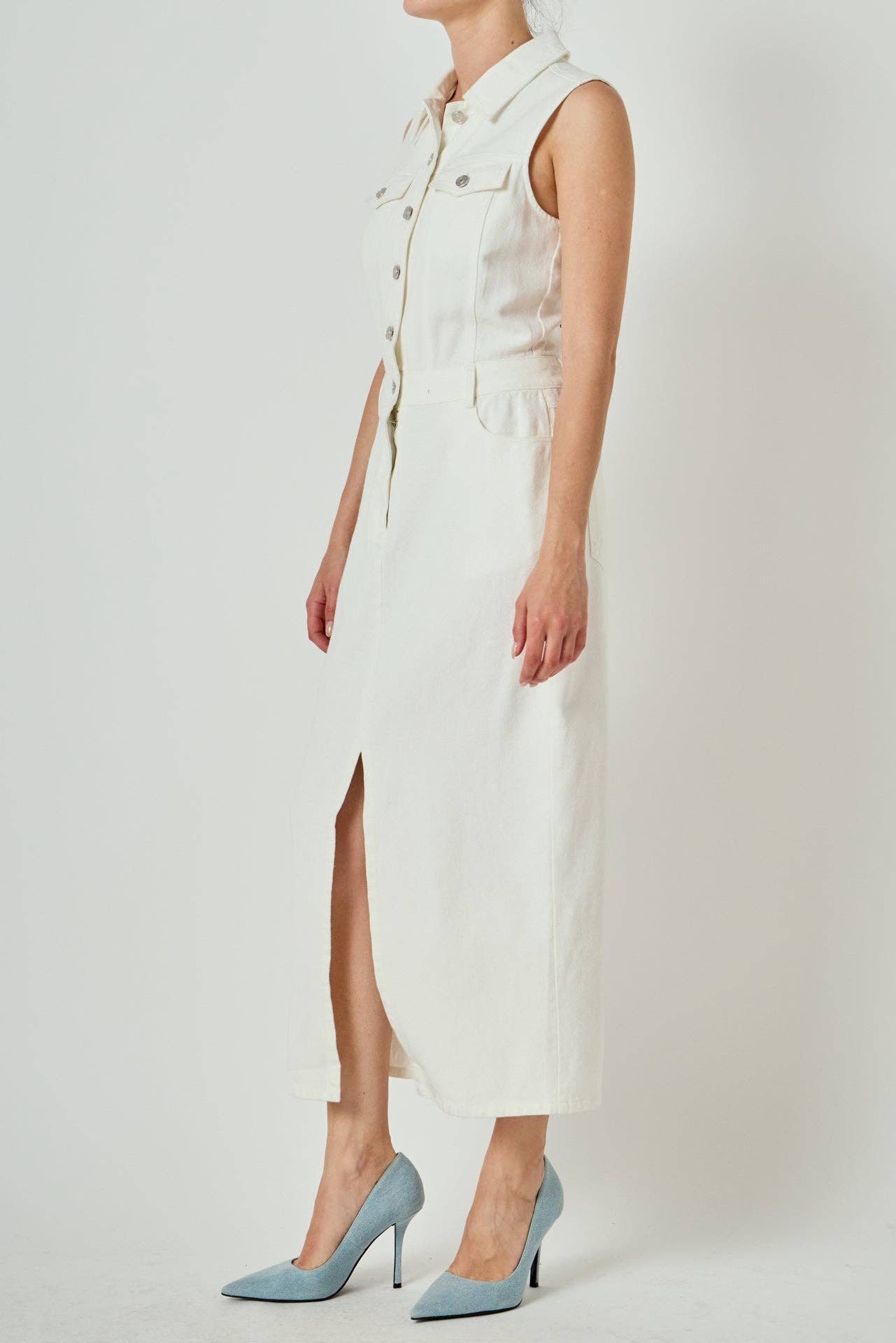 Sleeveless Maxi Denim Dress