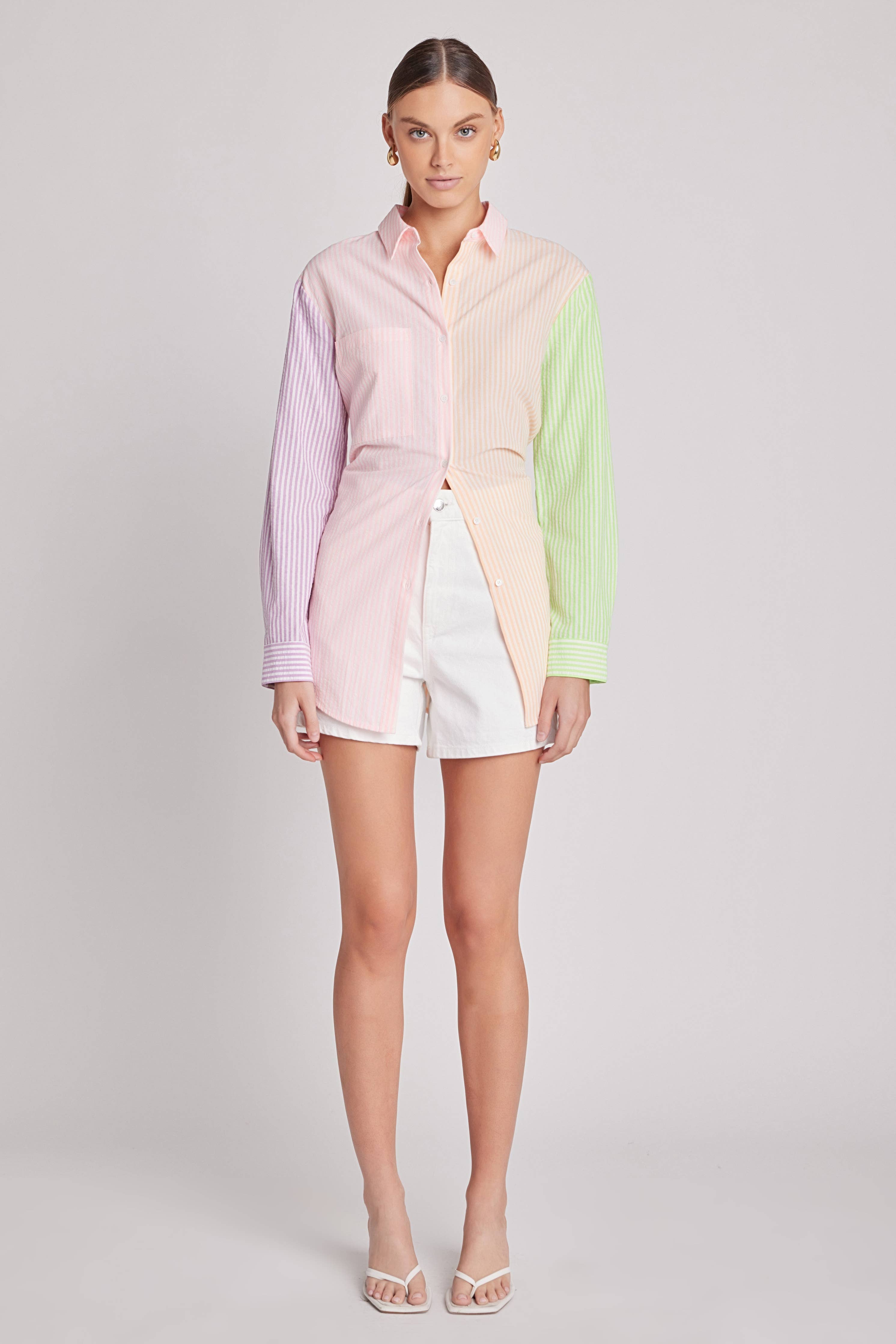 Striped Color Block Shirts