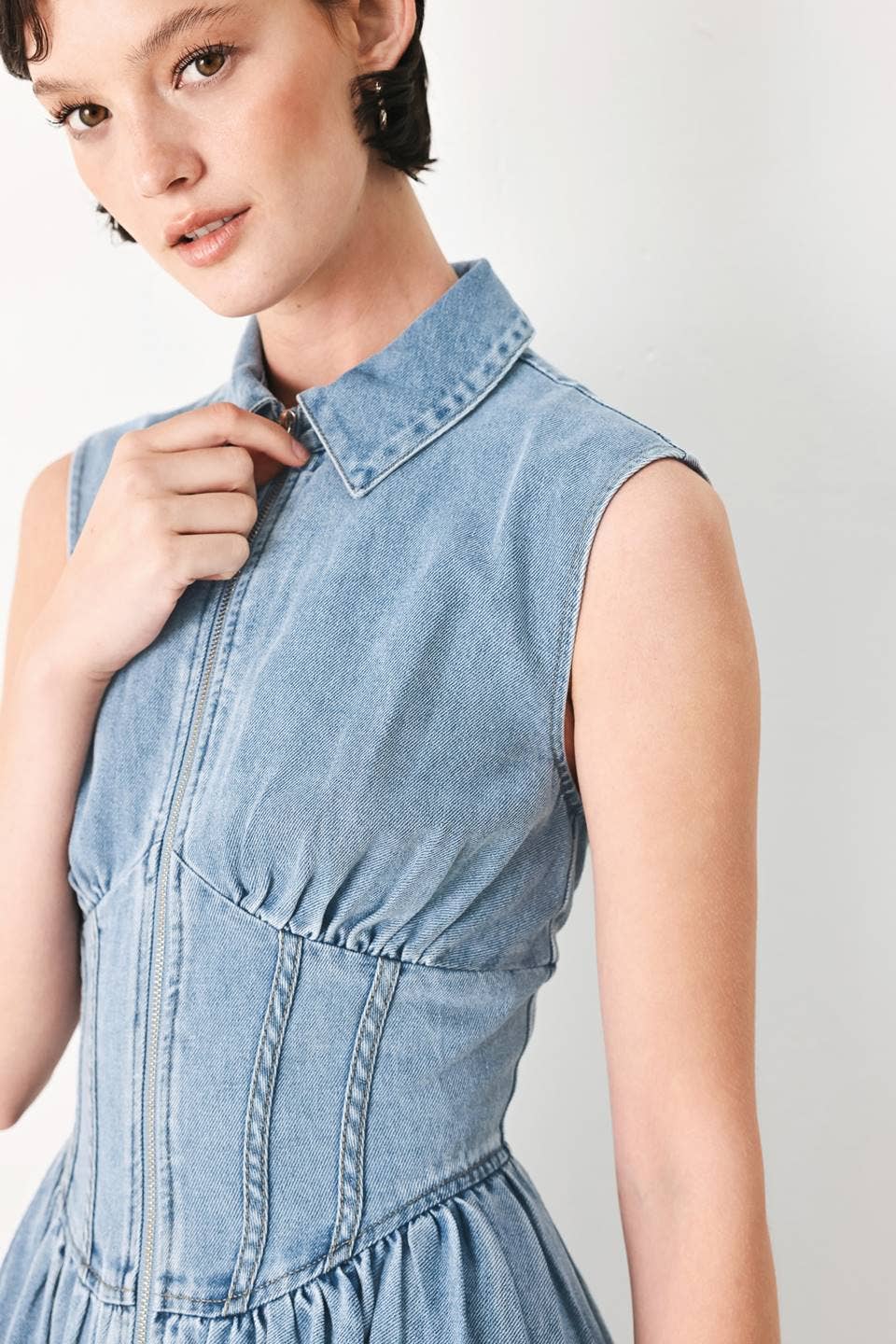 A washed denim midi dress - FD2153