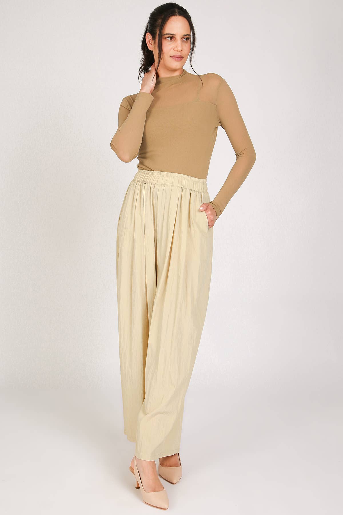 Sheer Turtleneck Top with Bust Lining PE2076