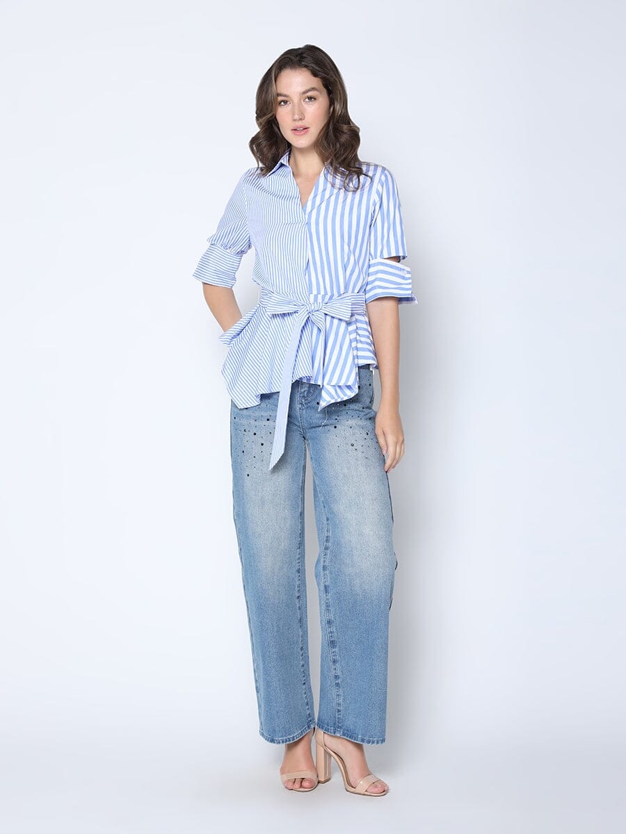 Stripes white and blue Top