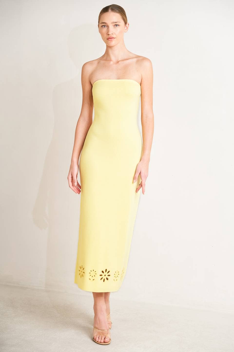A solid sweater knit dress - FSW1407 YELLOW