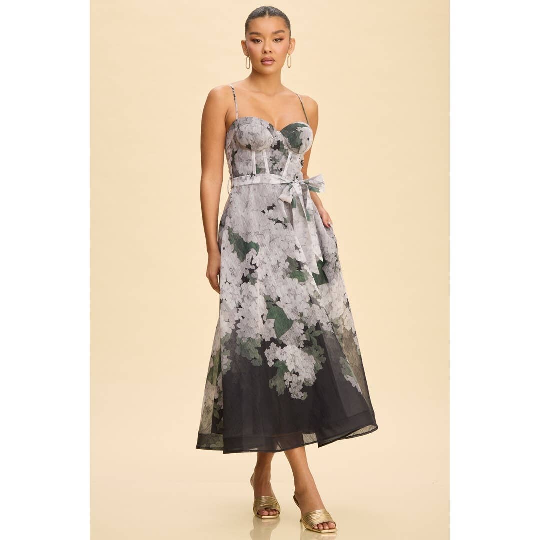 FALL FLORALS MIDI BELTED DRESS