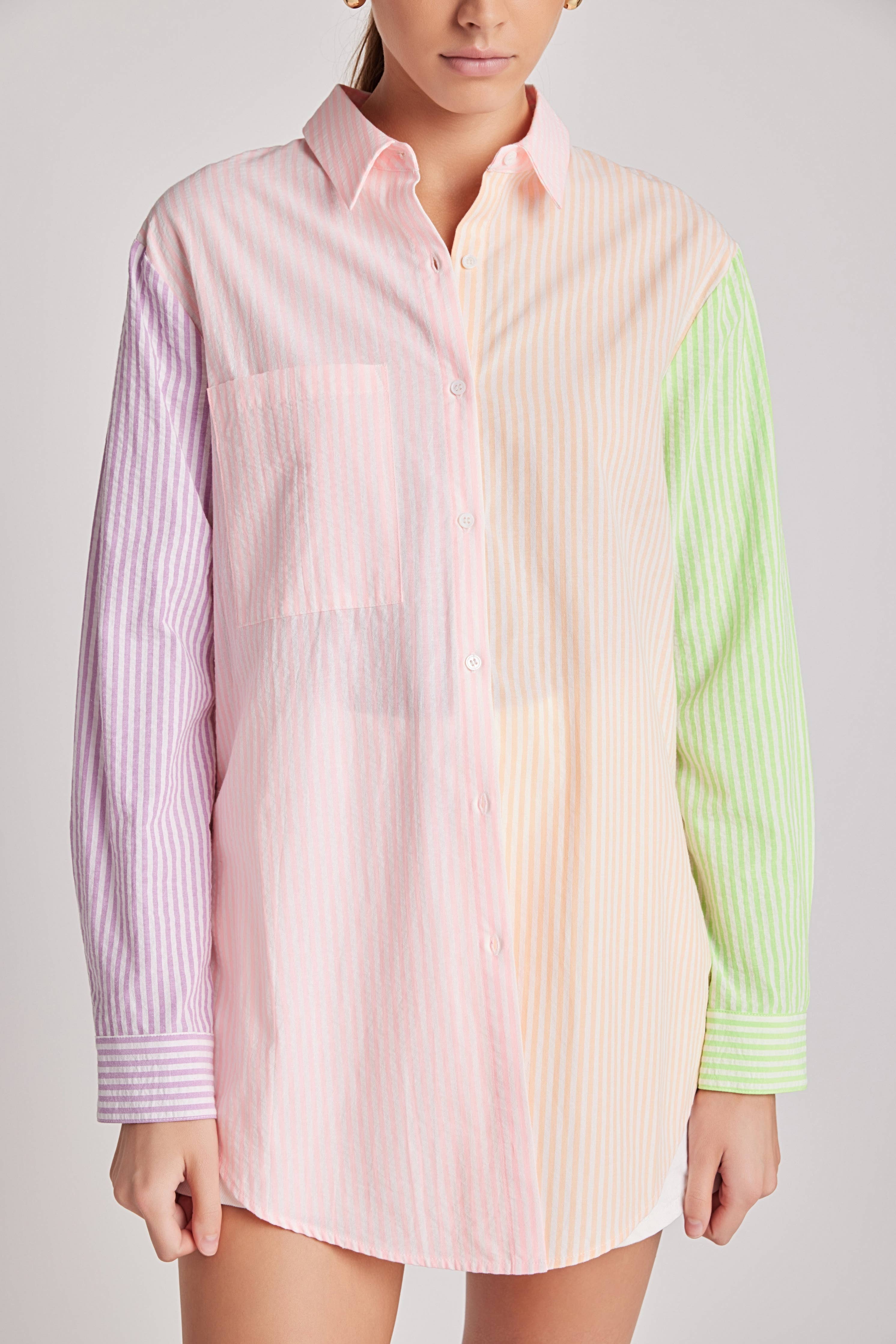 Striped Color Block Shirts