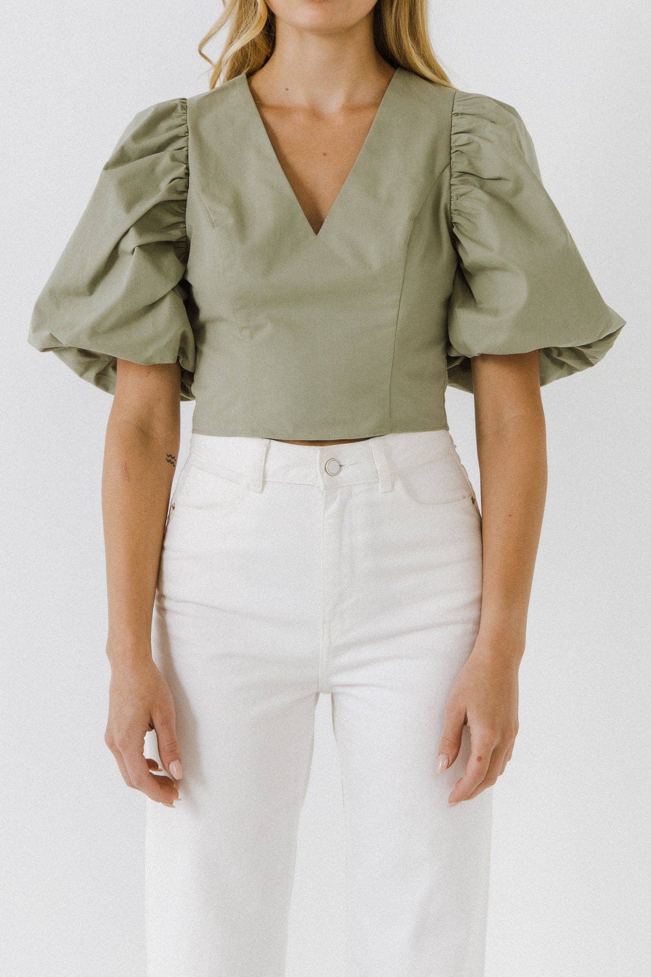 Puff Sleeve Crop Top