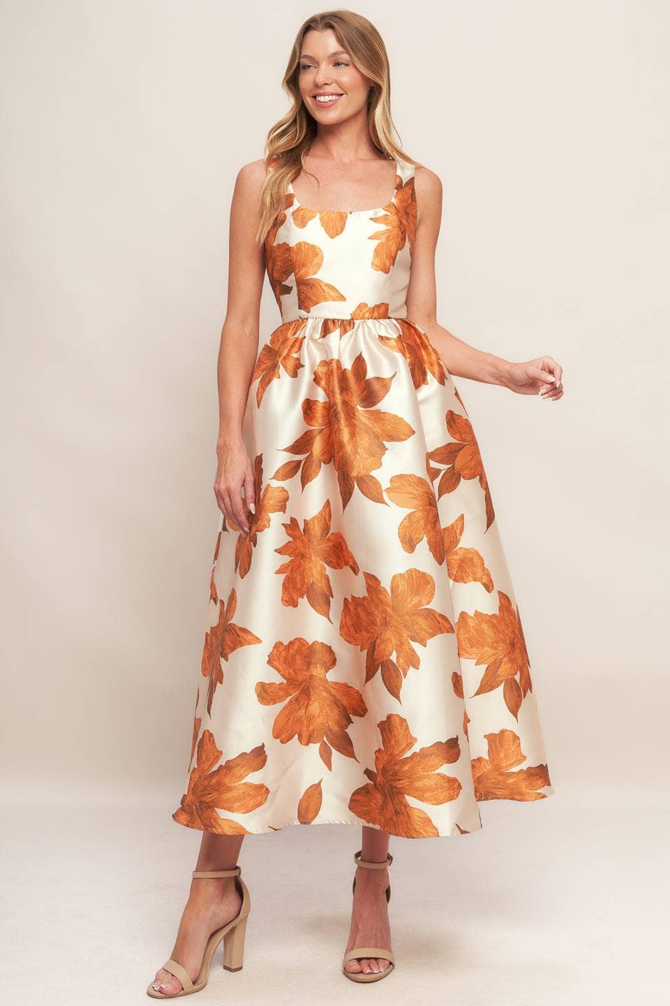 A printed woven midi dress - ID22668