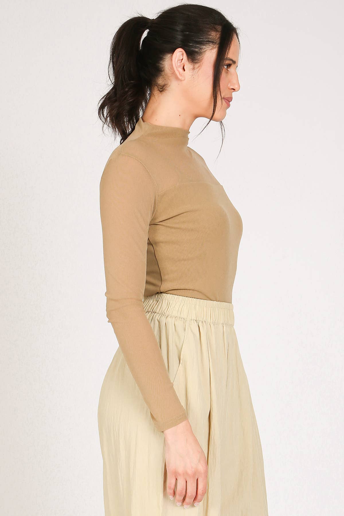 Sheer Turtleneck Top with Bust Lining PE2076