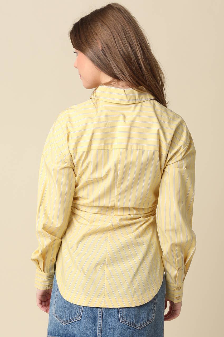 Claire Ruched Front Button-Up Shirt