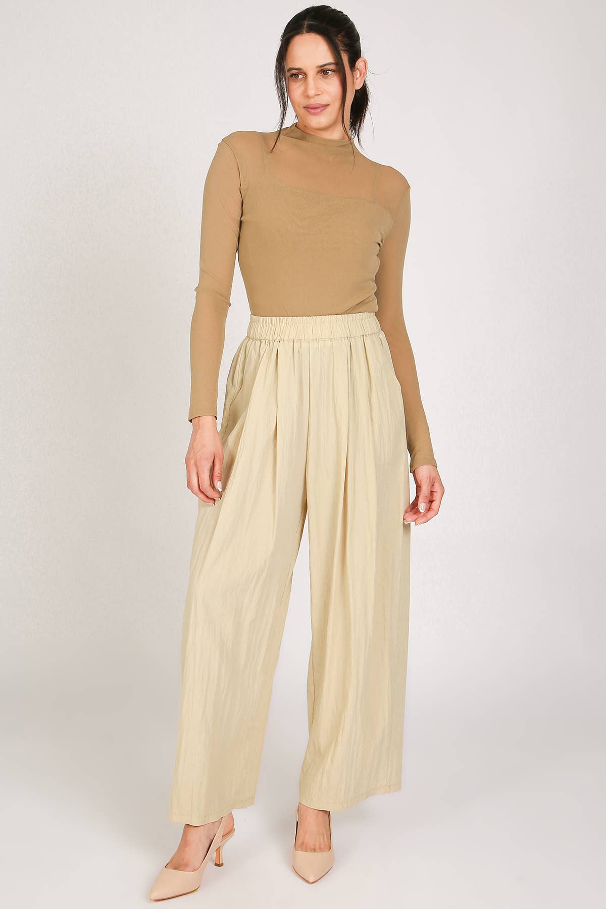 Sheer Turtleneck Top with Bust Lining PE2076