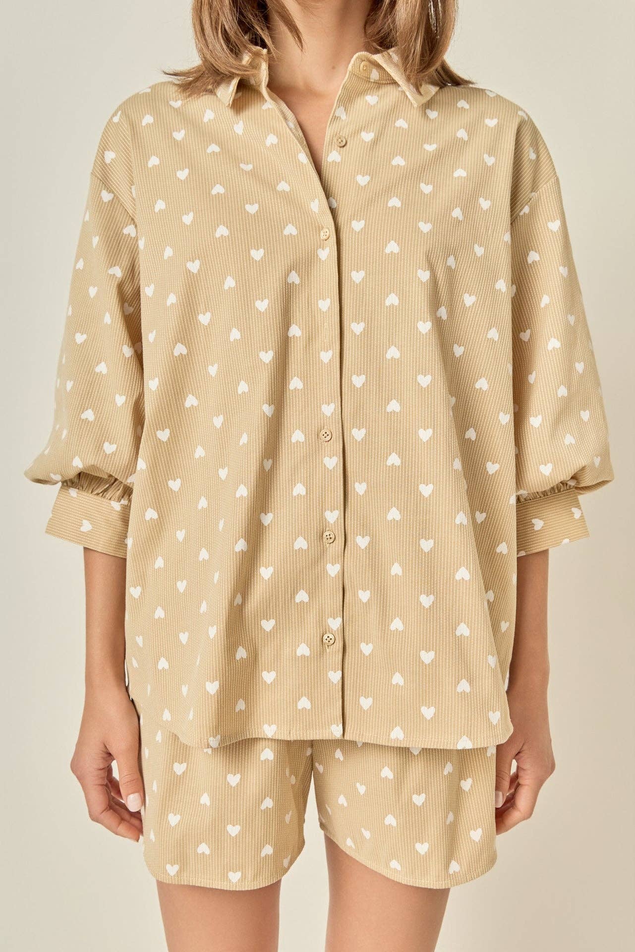 Embroidery Detail Volume Sleeve Shirt